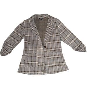Grey and white plaid blazer